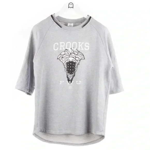 Crooks & Castles Other - Vintage Crooks & Castles T-Shirt Crools F.W.U Print Gray Sz L